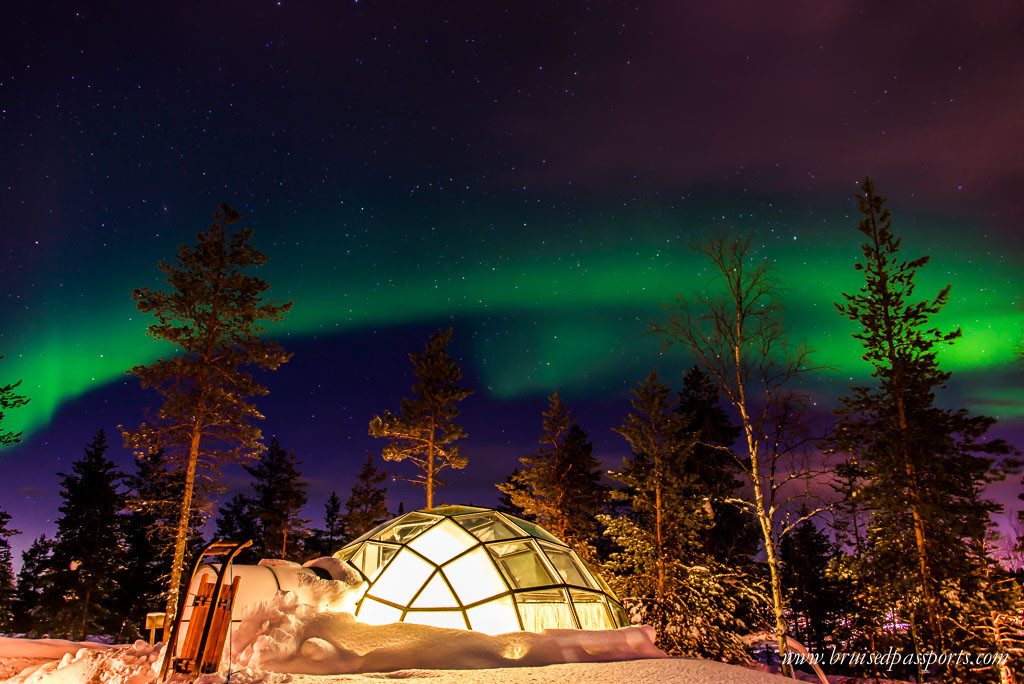Northern Lights over our igloo at Kakslauttanen Arctic Resort