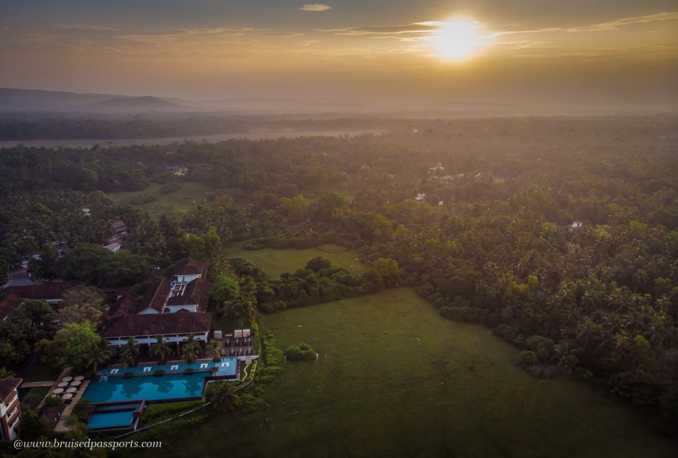 Alila diwa goa marjoda aerial drone view with paddy fields