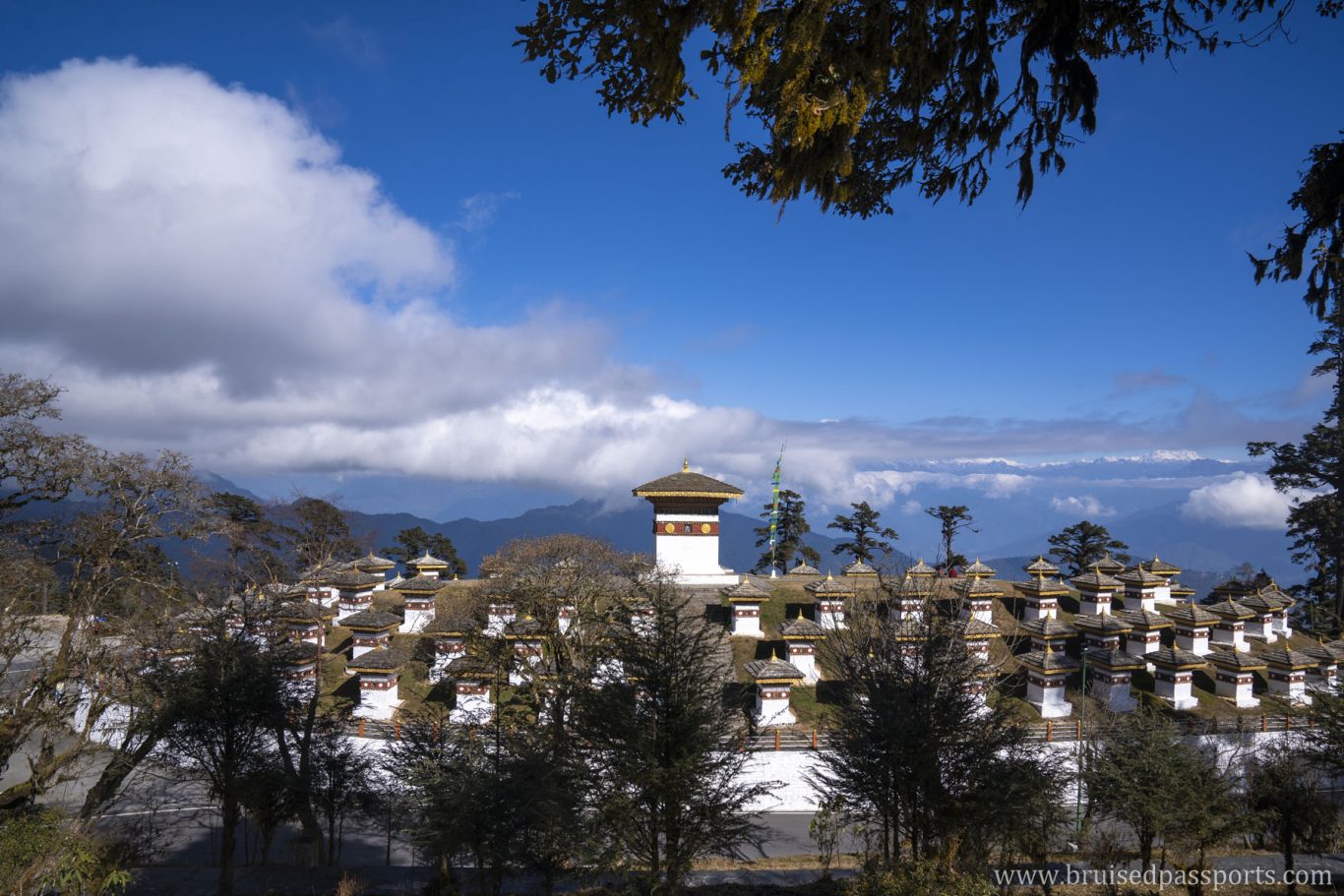 108 chortens at Dochula pass in Bhutan